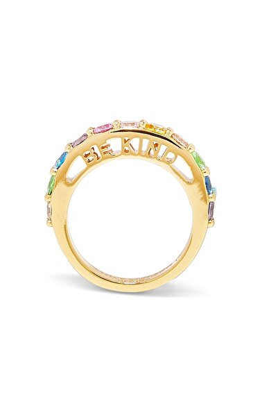Kurt Geiger Be Kind Band Ring with Multicolor Crystals
