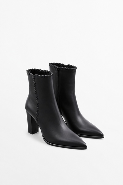 5in1Canpolat Black Braided Heeled Boots