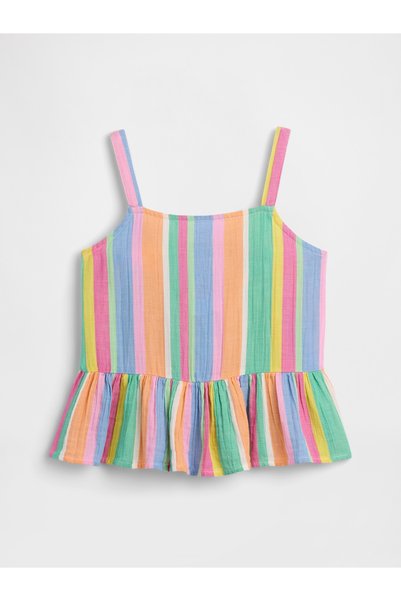 GAP Kız Çocuk Çok Renkli Peplum Askılı Bluz