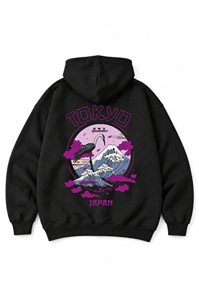 VEK Υπερμεγέθες Ιαπωνικό Φούτερ με στάμπα Crane Bird – Tokyo Streetwear Unise...