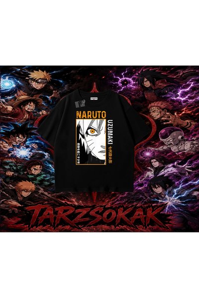 Tarzsokak Naruto Uzumaki Premium Anime Oversize Unisex T-Shirt White