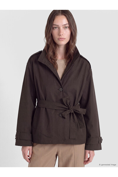 LC Waikiki I Dik Roba Collar Belted Loose Fit Women's Trench Coat from Freeze...