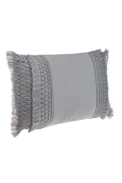 Jumbo Pernă decorativă gri de vară cu model macrame 50 x 30 cm