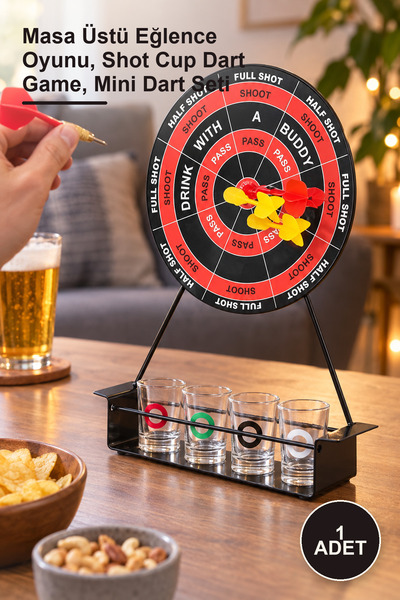 Yenilig 1 Adet Shot Bardaklı Dart Oyunu – Masa Üstü Eğlence Oyunu, Shot Cup Dart Game, Mini Dart Seti