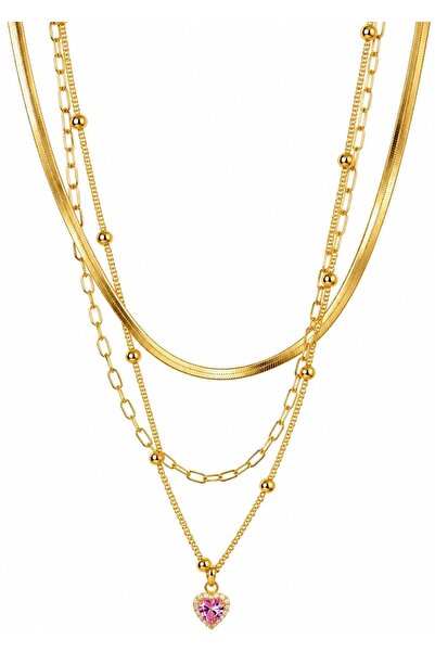 Awa Jewelry Collection Çelik Çoklu Kolye Seti