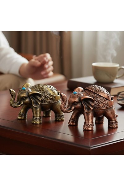 keyfim shop Kapaklı Metal Fil Figürlü Küllük 20*9 Cm