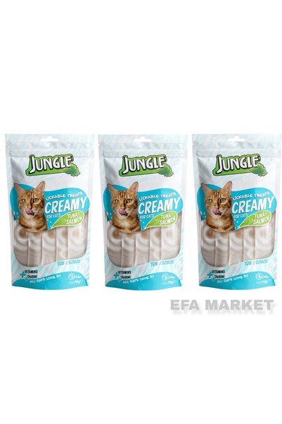 Jungle Kedi Sıvı Krema Ödül Maması Ton&Somonlu 3 Adet (PAKET İÇİ 5 TÜP / 1 PA...