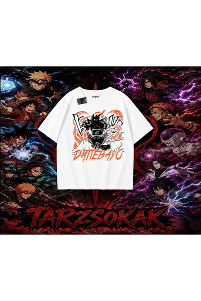 Tarzsokak Naruto Uzumaki Premium Anime Oversize Unisex T-Shirt White