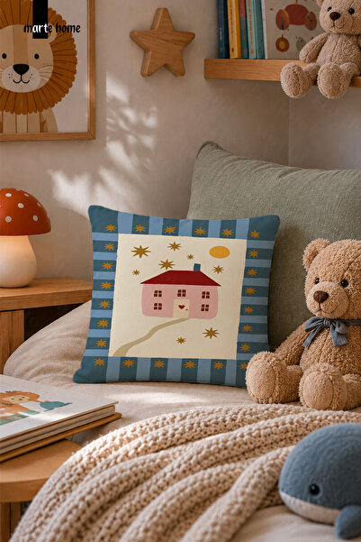 Marte Home Colorful Digitally Printed Children's Kirlent Cover 43X43 cm