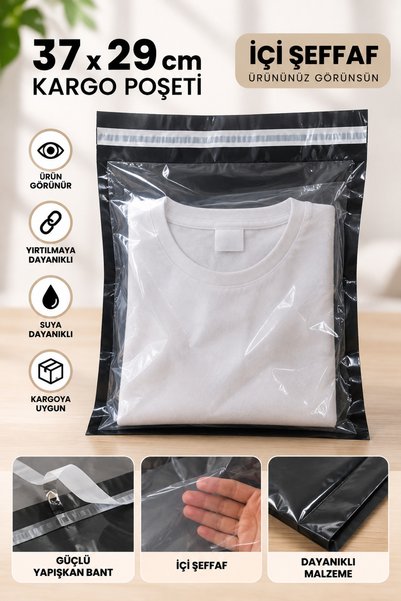 Monrize Concept Şeffaf Kargo Poşeti 37x29 cm Kendinden Yapışkanlı Giyim Tekst...