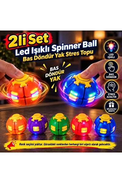 CELSEN HOME 2 'Lİ LED Işıklı Bas Döndür Yak Stres Topu Stres Giderici Mekaniz...