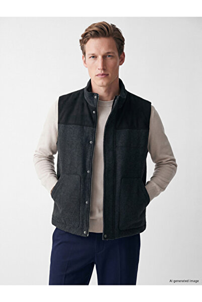 LC Waikiki I Standart Fit Vertical Roba Collar Cashmere Men's Puffer Vest fro...