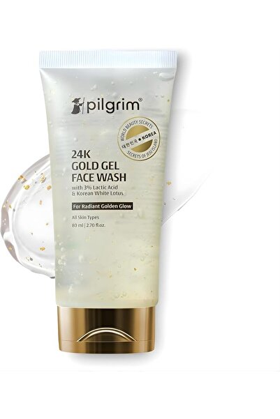 Pilgrim غسول وجه بالذهب عيار 24 قيراط مع اللوتس الأبيض الكوري وحمض اللاكتيك، ...