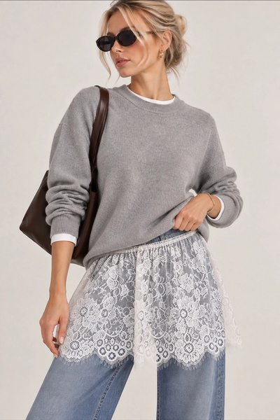 Lusin Women's White Lace Skirt Pareo