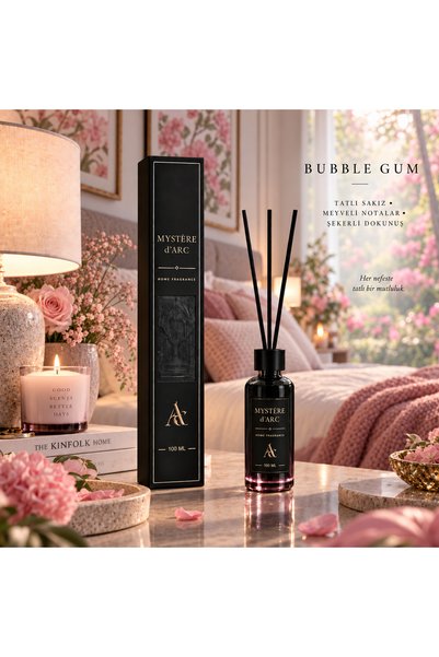 MYSTERE D'ARC Premium Bubble Gum Kokulu Bambu Çubuklu Oda Kokusu 100 ml Siyah...