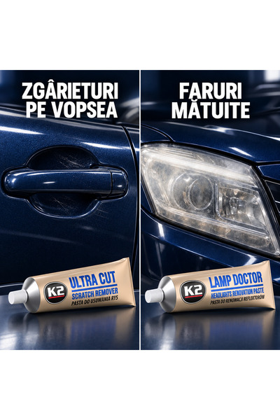 K2 Set Ultra Cut 100 g + Lamp Doctor 60 g, polish caroserie și faruri
