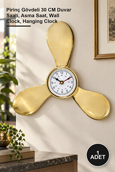 Yenilig 1 Piece Brass Wall Hanging Clock – 30 cm Wall Clock with Brass Body, ...