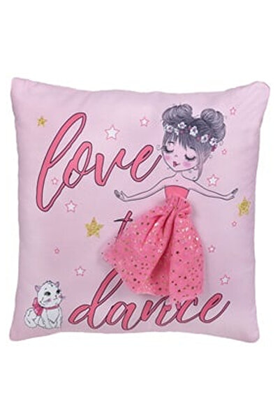 OEM Pink Ballerina Decorative Pillow "Love to Dance" with 3D Skirt 35x35cm