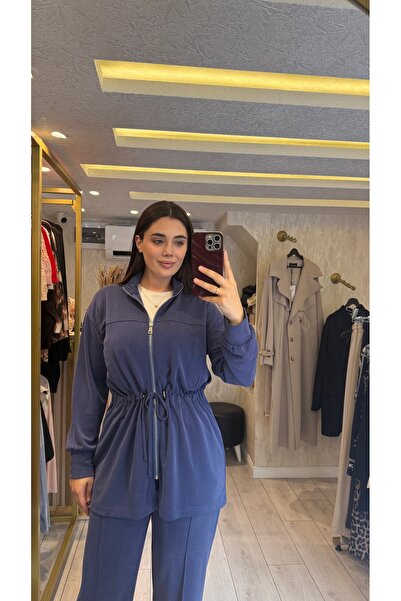 Kadın Mavi Fermuarlı Takım