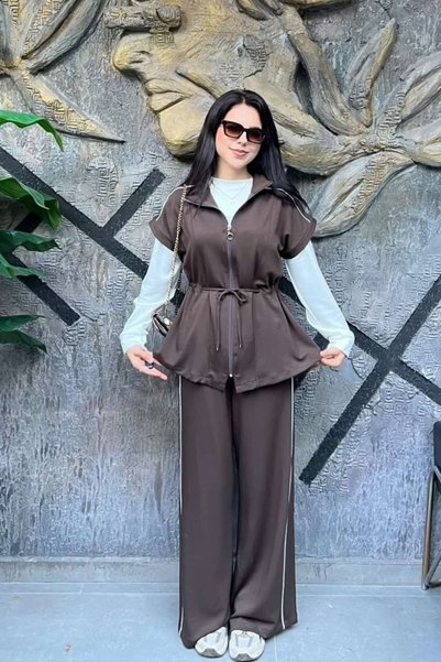 sunfyre Premium Special Production Drawstring Waist Zippered Wide Leg Zero Sl...