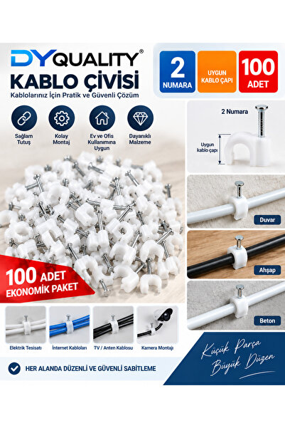 2 Numara Kablo Çivisi / Kroşe – 100 Adet