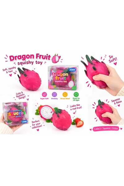 SquishyFun Dragon Fruit Squishy Toy, Realistic Soft Stress Relief Fidget Toy