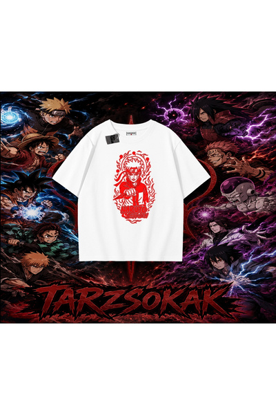 Tarzsokak Naruto Uzumaki Premium Anime Oversize Unisex T-Shirt White