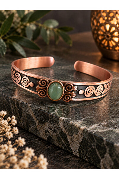 zadenza gold 100% pure copper bracelet with natural stone, handcrafted copper...