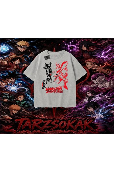 Tarzsokak Naruto Uzumaki Premium Anime Oversize Unisex T-Shirt White