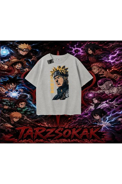Tarzsokak Naruto Uzumaki Premium Anime Oversize Unisex T-Shirt White