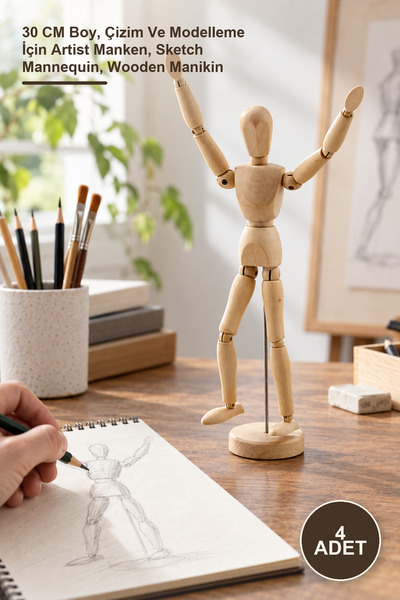 Yenilig 4 pieces wooden sketch mannequin - 30 cm height, artist mannequin for...