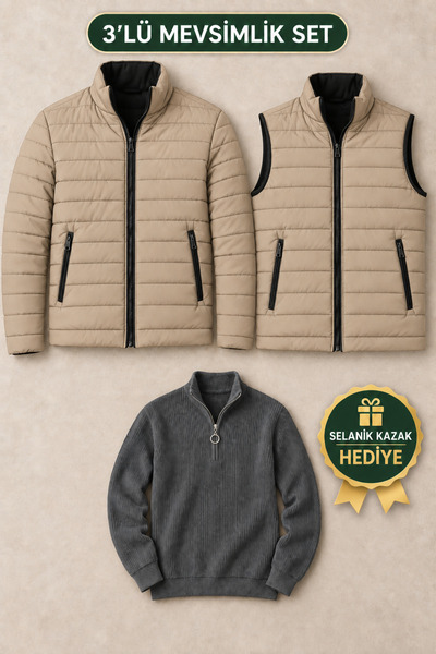 OTAKU 3-Piece Men's Seasonal Combination Pack – Quilted Jacket + Quilted Vest...