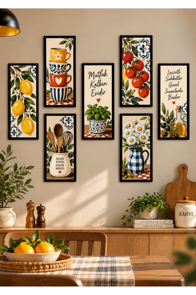 NT Handmade 7-dijelni set za kuhinjsko slikanje "Dobra hrana, dobro raspolože...