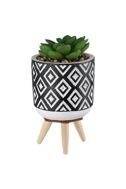 OEM Decorative Pot with Black Legs & Artificial Plant Ø7x14cm