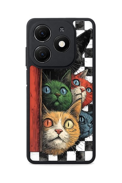 TECNO Spark 20 Compatible Cat Patterned Camera Protected Shockproof Case