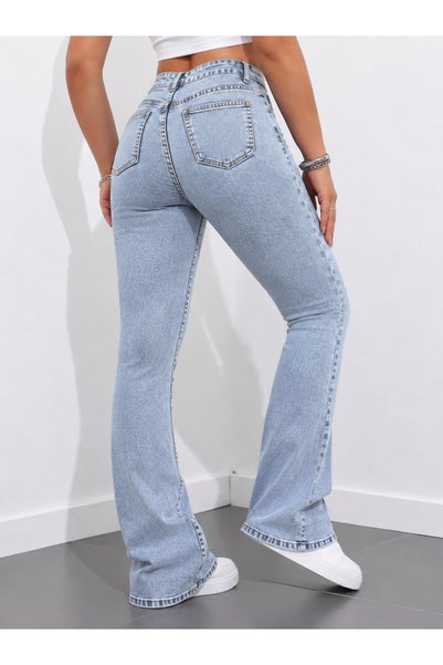 MARA BRANCO Women's Ice Blue Spanish Flare Jean Pants
