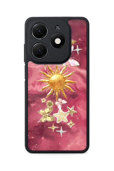 TECNO Spark 20 Compatible Pink Galaxy Patterned Camera Protected Shockproof Case