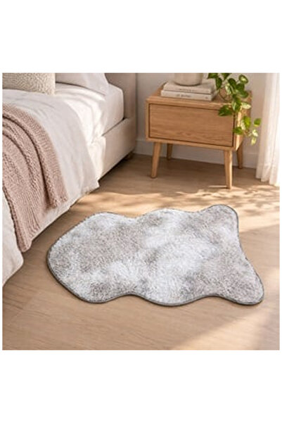 OEM Covoras Decorativ din Blana Artificiala Gri Shaggy 90x55cm
