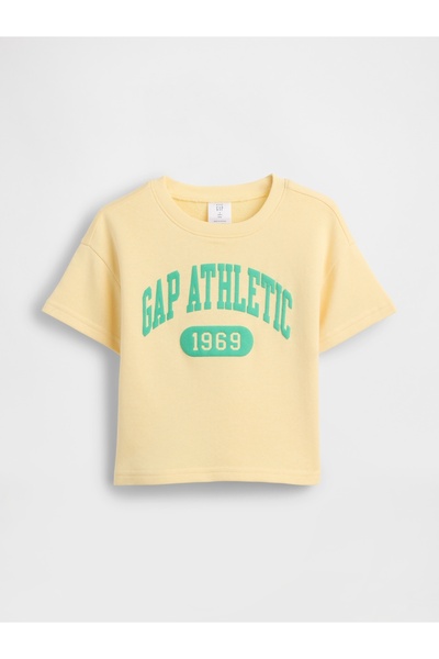 GAP Erkek Bebek Sarı Fransız Havlu Kumaş Kısa Kol Sweatshirt