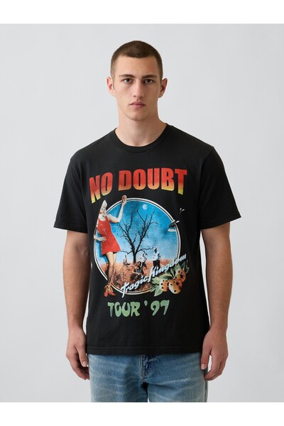 GAP Erkek Siyah No Doubt Relaxed Grafik Baskılı T-Shirt