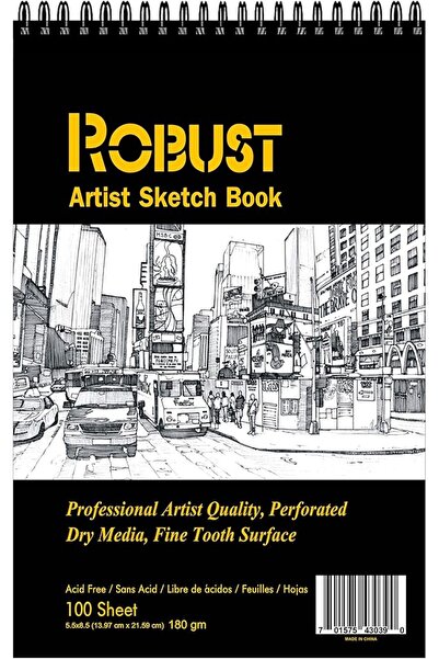 ROBUST دفتر رسم A5 (5.5 × 8.5 بوصة)، 100 ورقة، 180 جرام لكل متر مربع، دفتر رس...