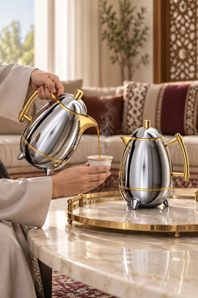 Generic Luxury Hospitality Tramss Set (1L+1L) in Shiny Silver with Regal Gold...
