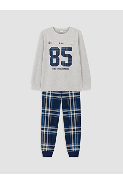 LC Waikiki Rmz Gi̇yi̇m Farkiyla Zero Roba Collar Boys' Pajama Set