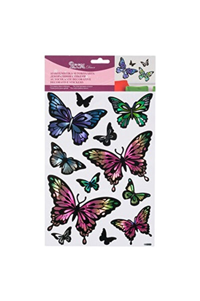 OEM Fluturi Autocolanti Decorativi Multicolori Irizati 21x37cm