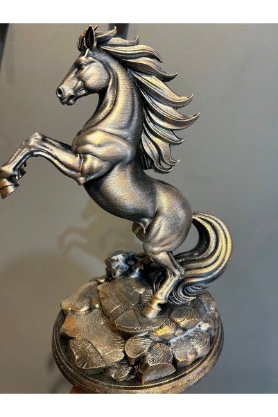 prestij3d design Şahlanan At Heykeli 3D Gold ve Gümüş Detaylı Eskitme Salon O...
