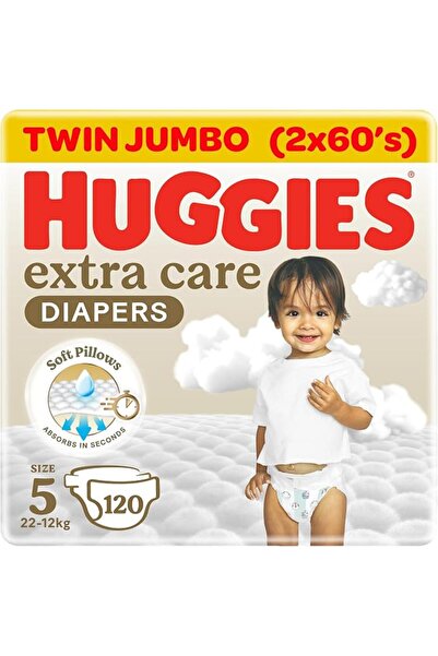 Huggies Extra Care Open Diaper Size 5 (12 - 22 KG) Pack of 2 x 60 Diapers
