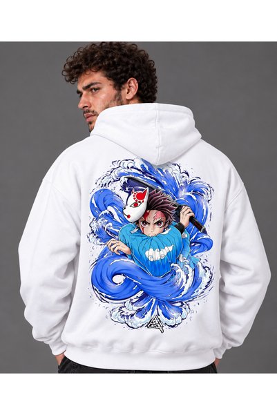 Nulivez Tanjiro Kamado Demon Slayer Hoodie – Anime Printed Water Wave Pattern...