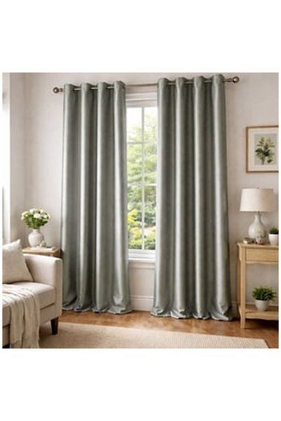 OEM Decorative Curtain Grey Faux Silk with Rings 140x260cm
