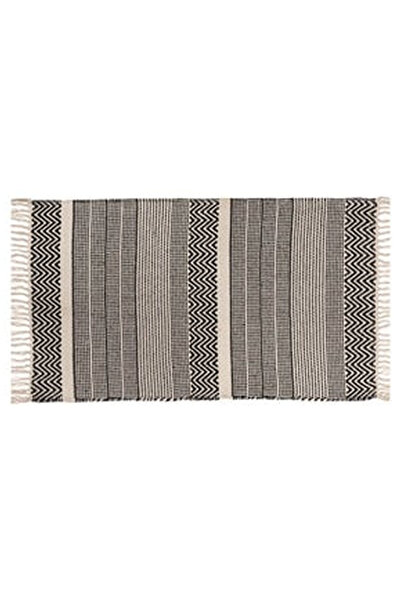OEM Covor Tesut din Bumbac Bej Linii Negre 95x60cm