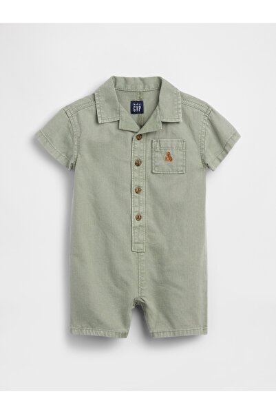 GAP Bebek Açık Yeşil Denim Cepli Shorty Tulum